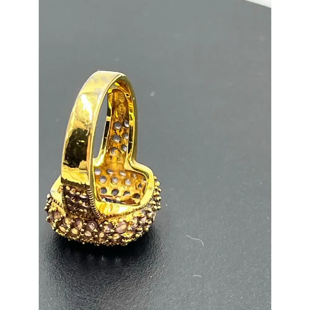 UTC Gold Plated Vermeil Sterling‎ Silver Cushion Cut Amethyst Cocktail Ring Sz 8